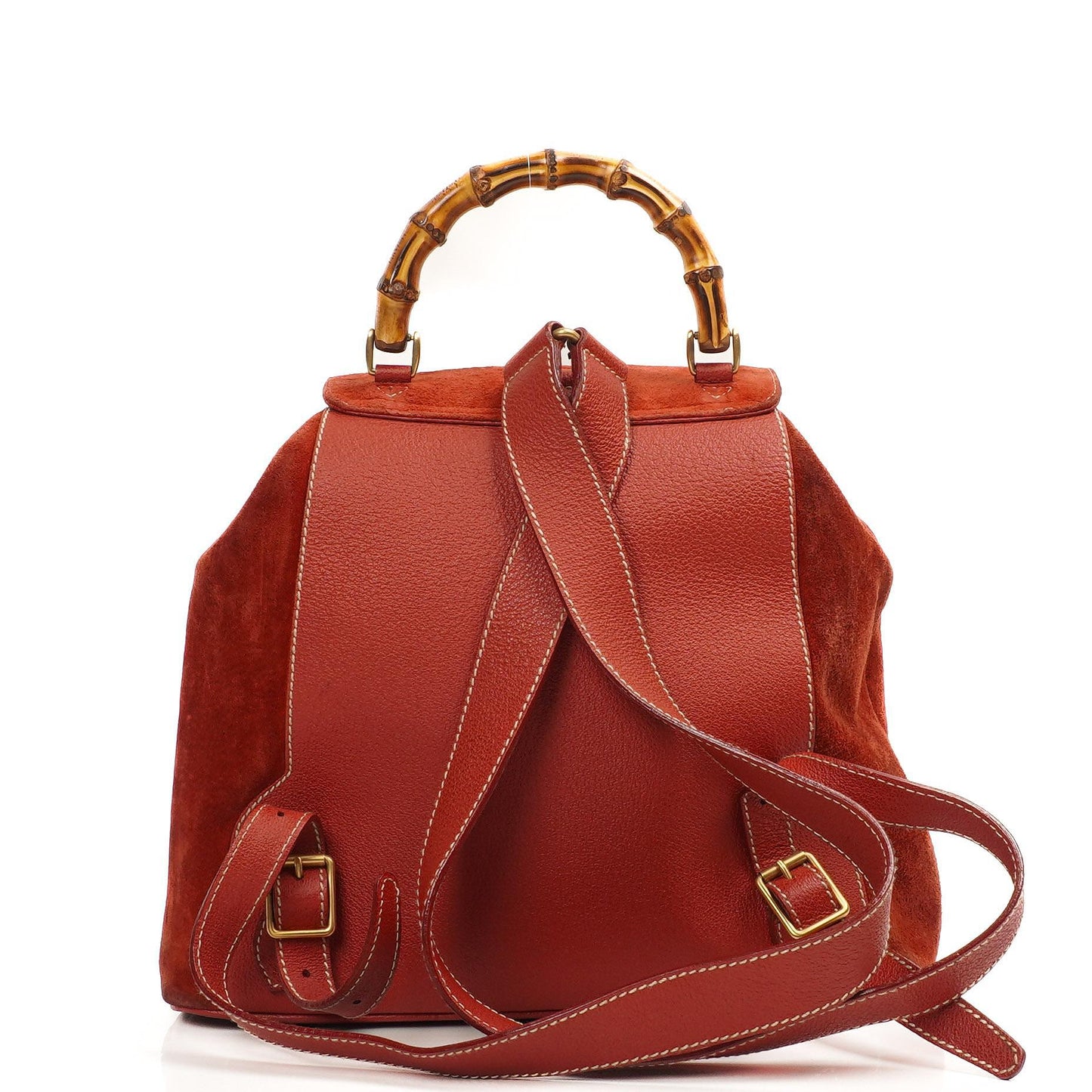 Gucci Bamboo Roter Wildleder und Leder Rucksack
