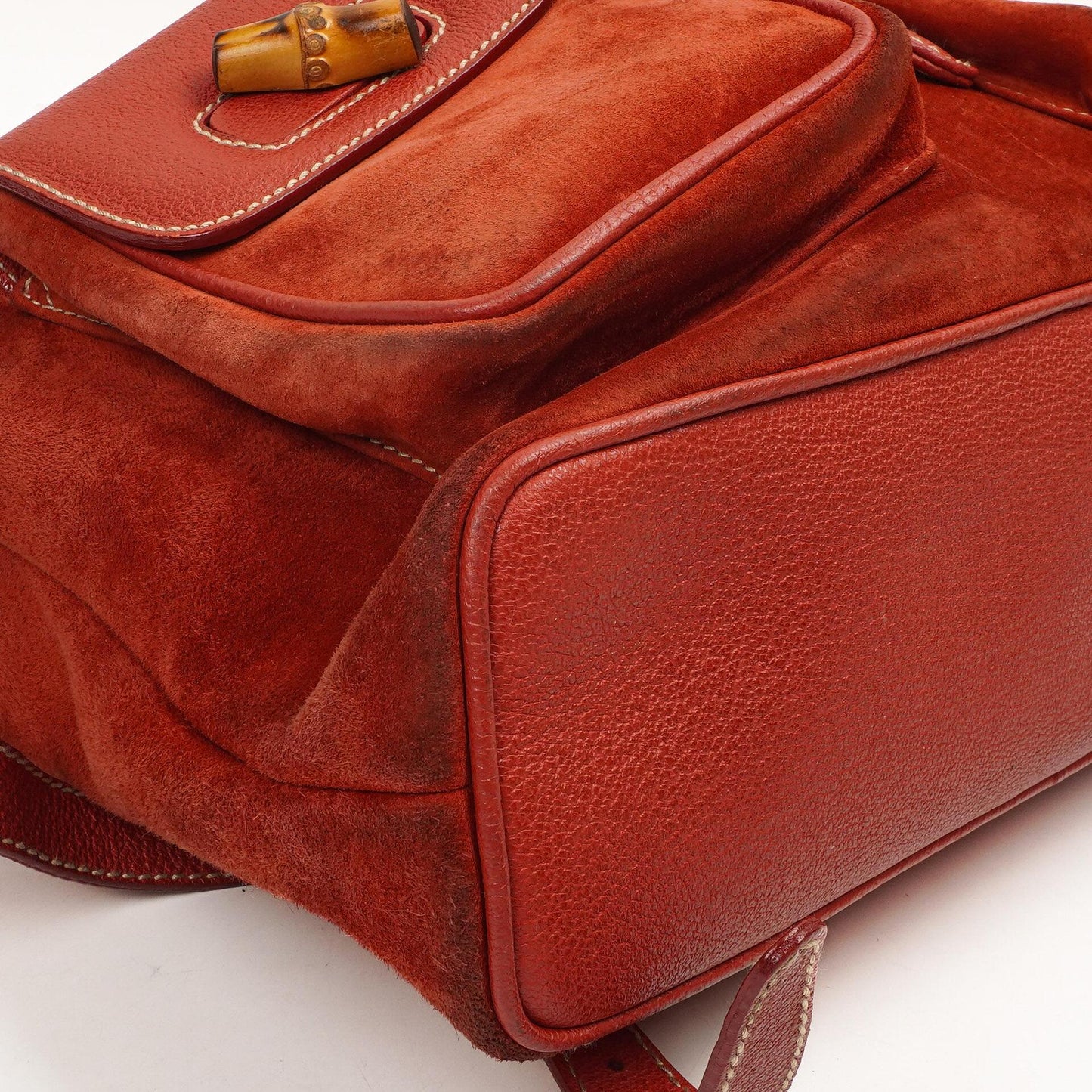 Gucci Bamboo Roter Wildleder und Leder Rucksack