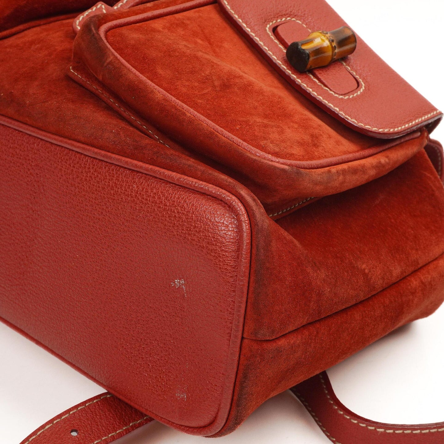 Gucci Bamboo Roter Wildleder und Leder Rucksack