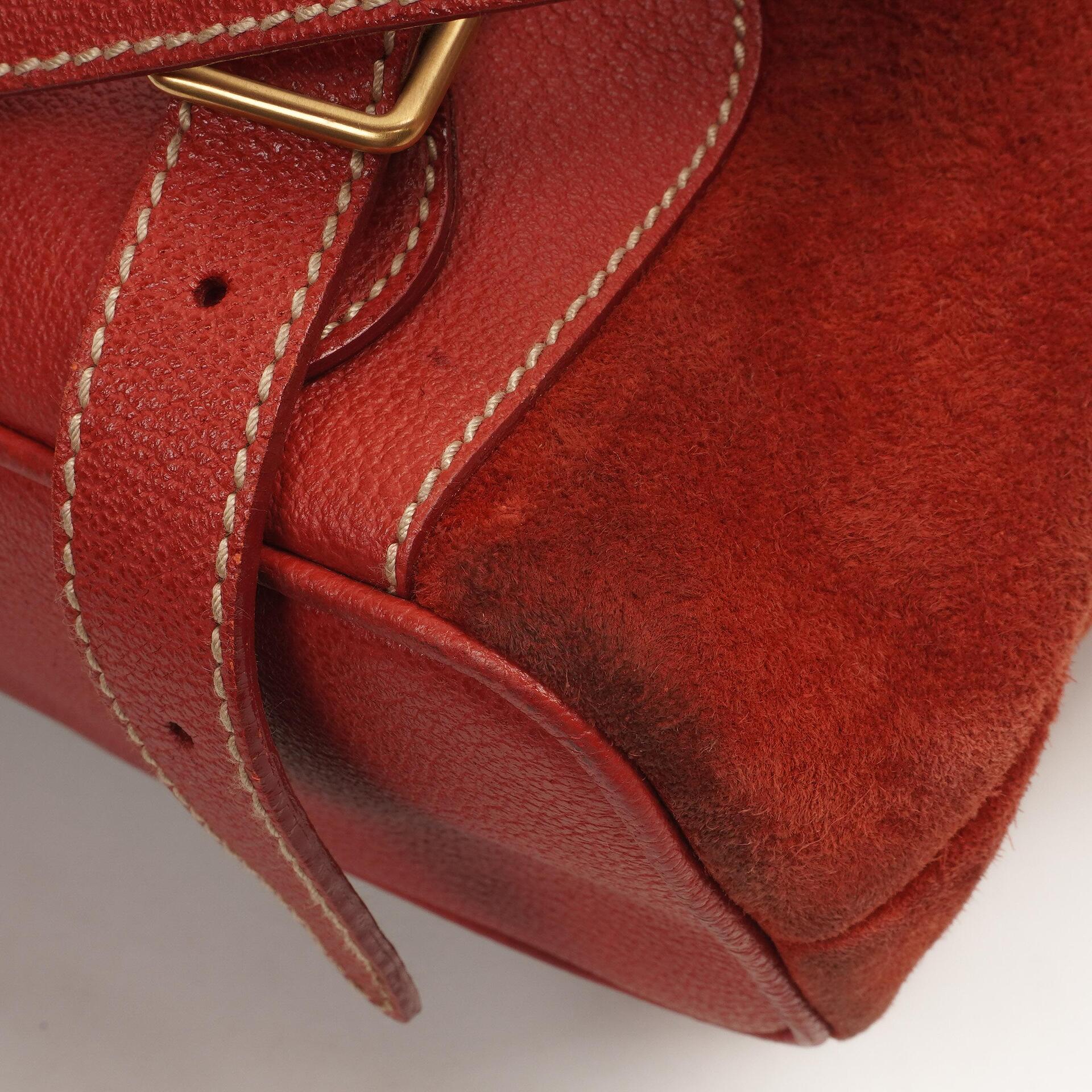 Gucci Bamboo Roter Wildleder und Leder Rucksack