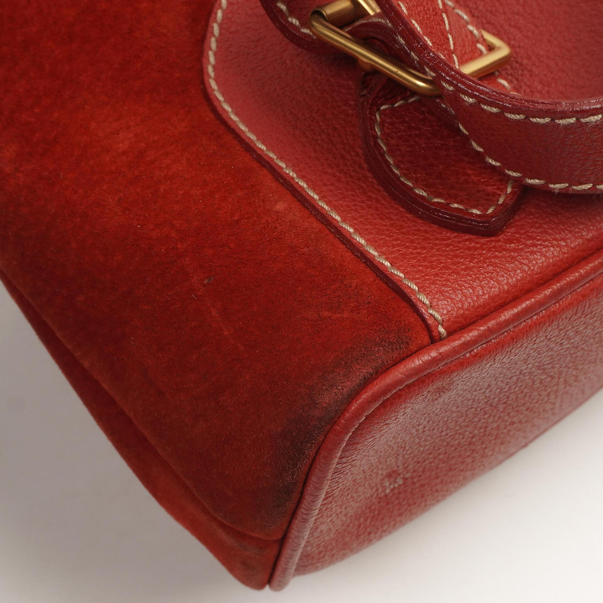 Gucci Bamboo Roter Wildleder und Leder Rucksack