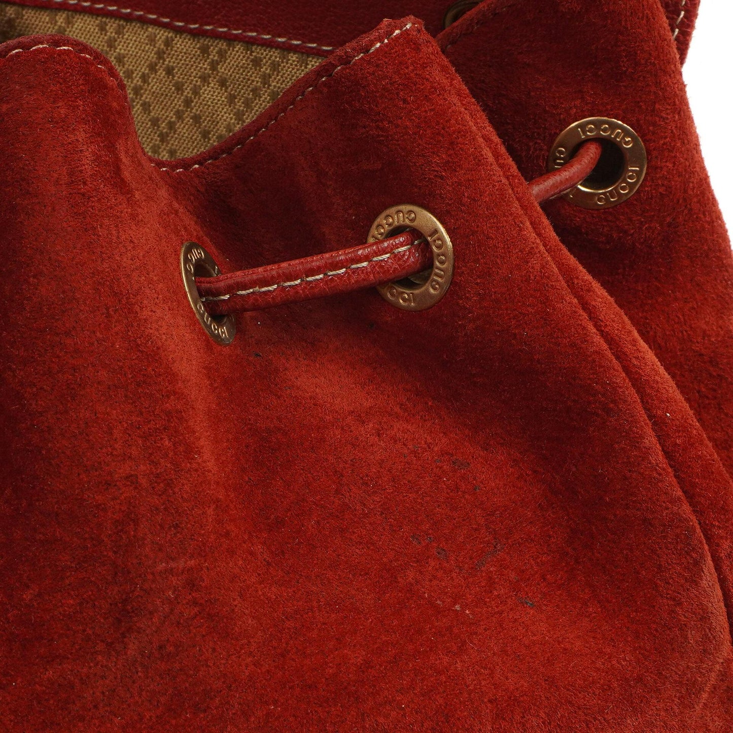 Gucci Bamboo Roter Wildleder und Leder Rucksack