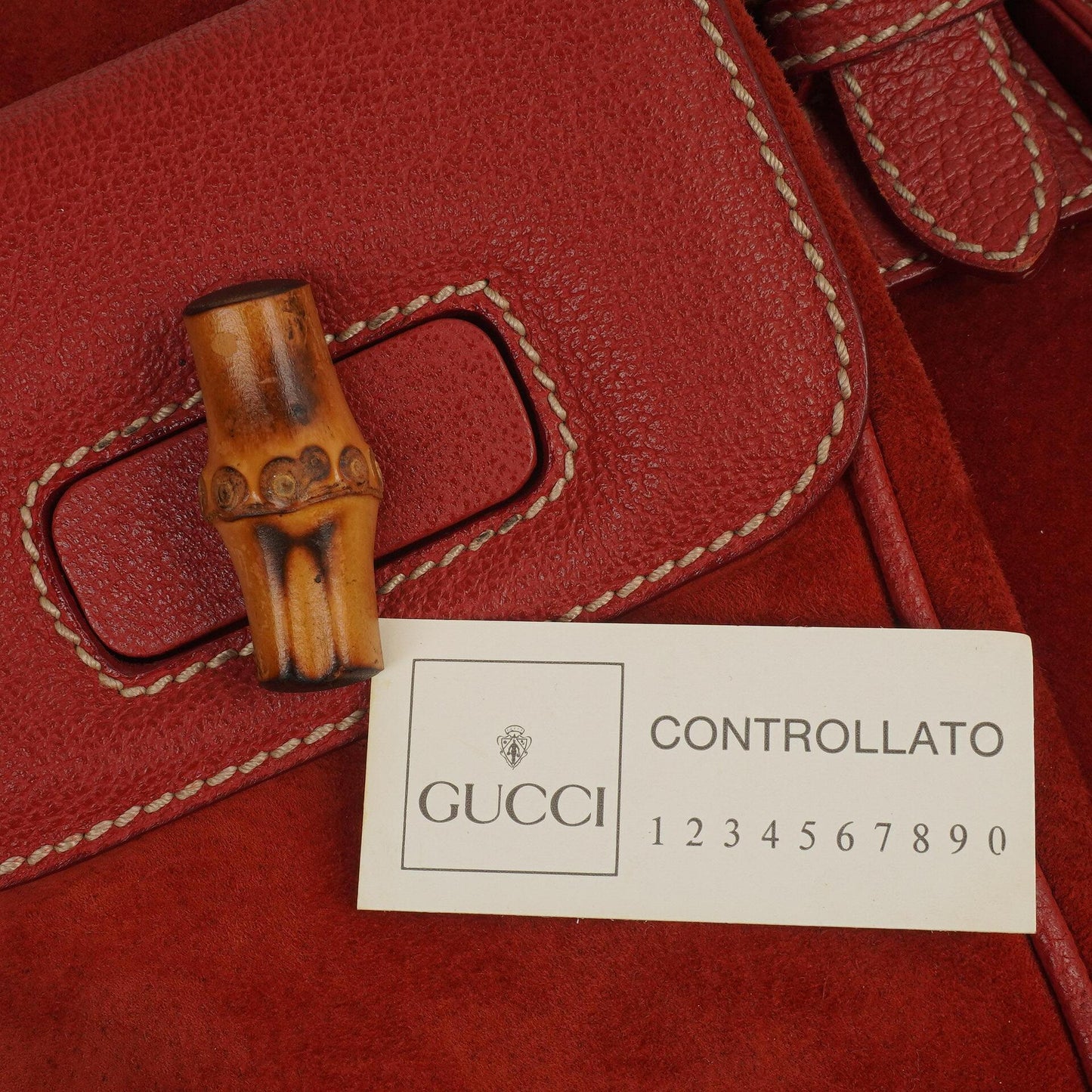 Gucci Bamboo Roter Wildleder und Leder Rucksack