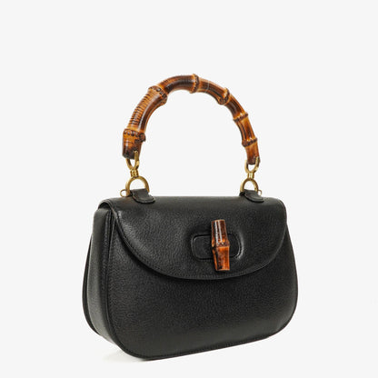 Gucci Bamboo Top Handle Ledertasche in Schwarz
