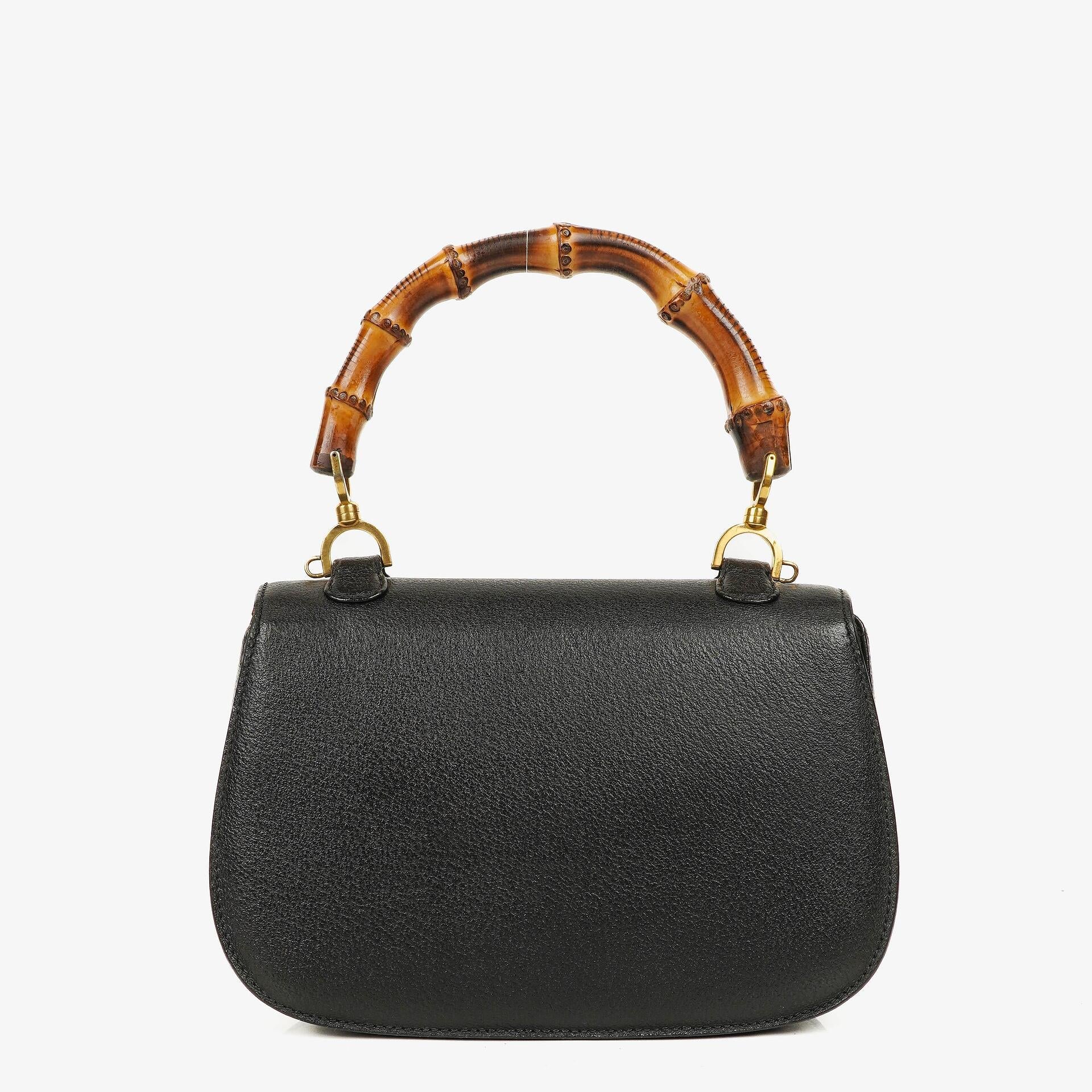 Gucci Bamboo Top Handle Ledertasche in Schwarz