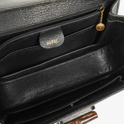 Gucci Bamboo Top Handle Ledertasche in Schwarz