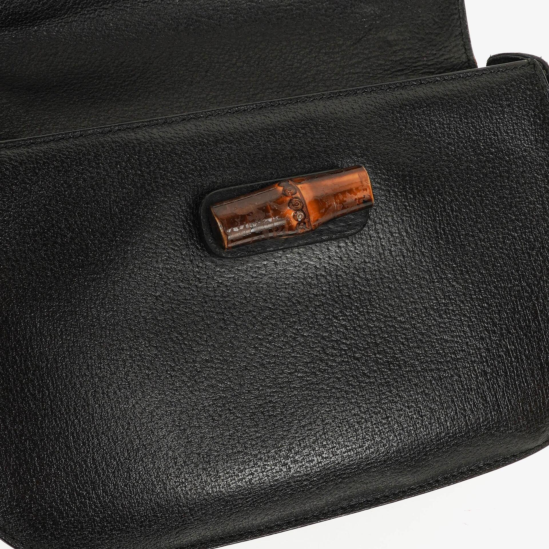 Gucci Bamboo Top Handle Ledertasche in Schwarz