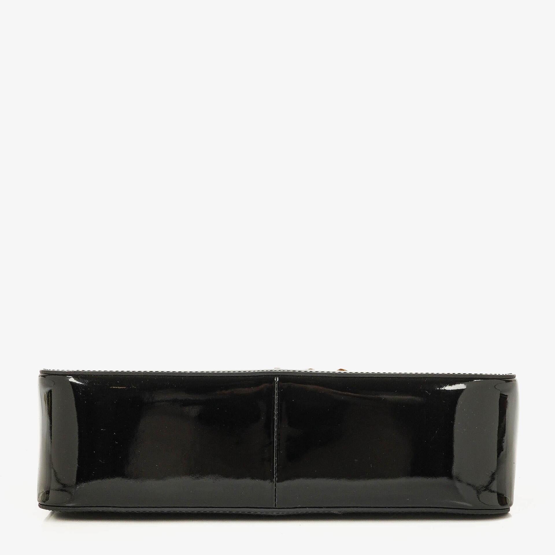 Gucci Bamboo Tasche mit Obergriff aus schwarzem Lackleder