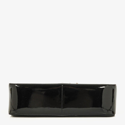 Gucci Bamboo Tasche mit Obergriff aus schwarzem Lackleder
