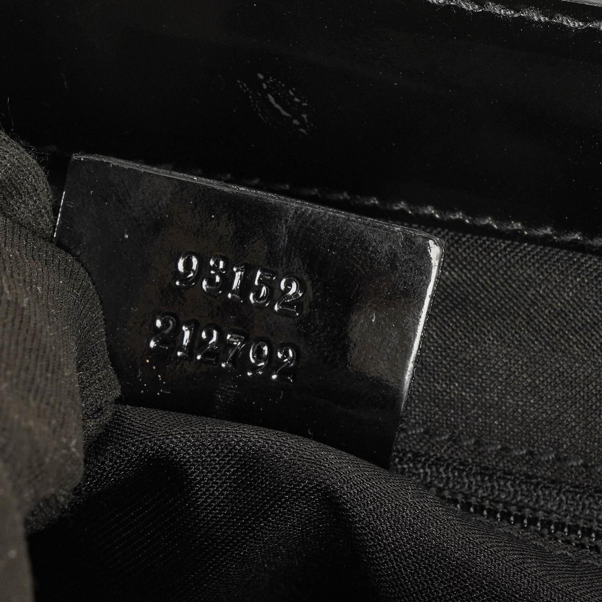 Gucci Bamboo Tasche mit Obergriff aus schwarzem Lackleder