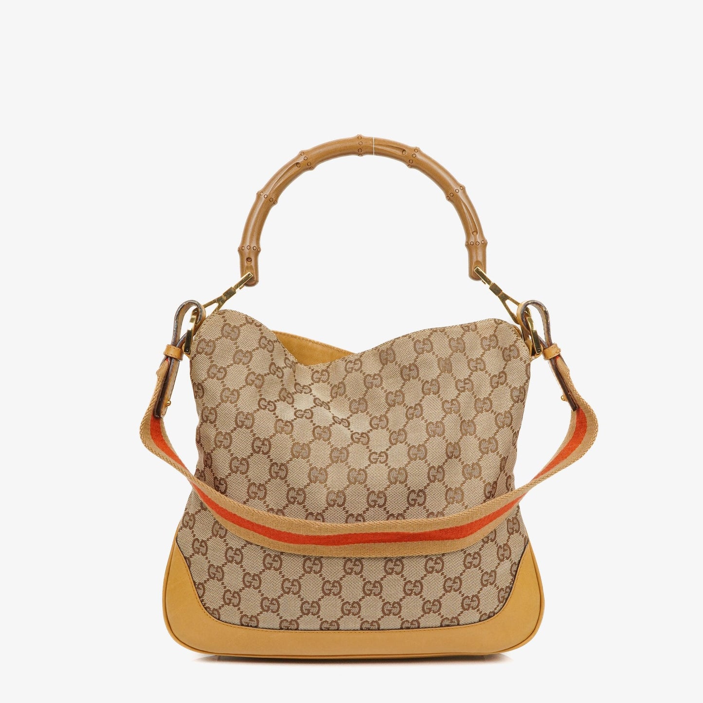 Gucci Bamboo Hobo-Tasche mit Top Handle aus GG Canvas und Leder