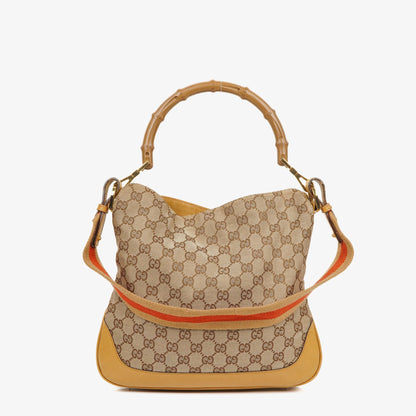 Gucci Bamboo Hobo-Tasche mit Top Handle aus GG Canvas und Leder