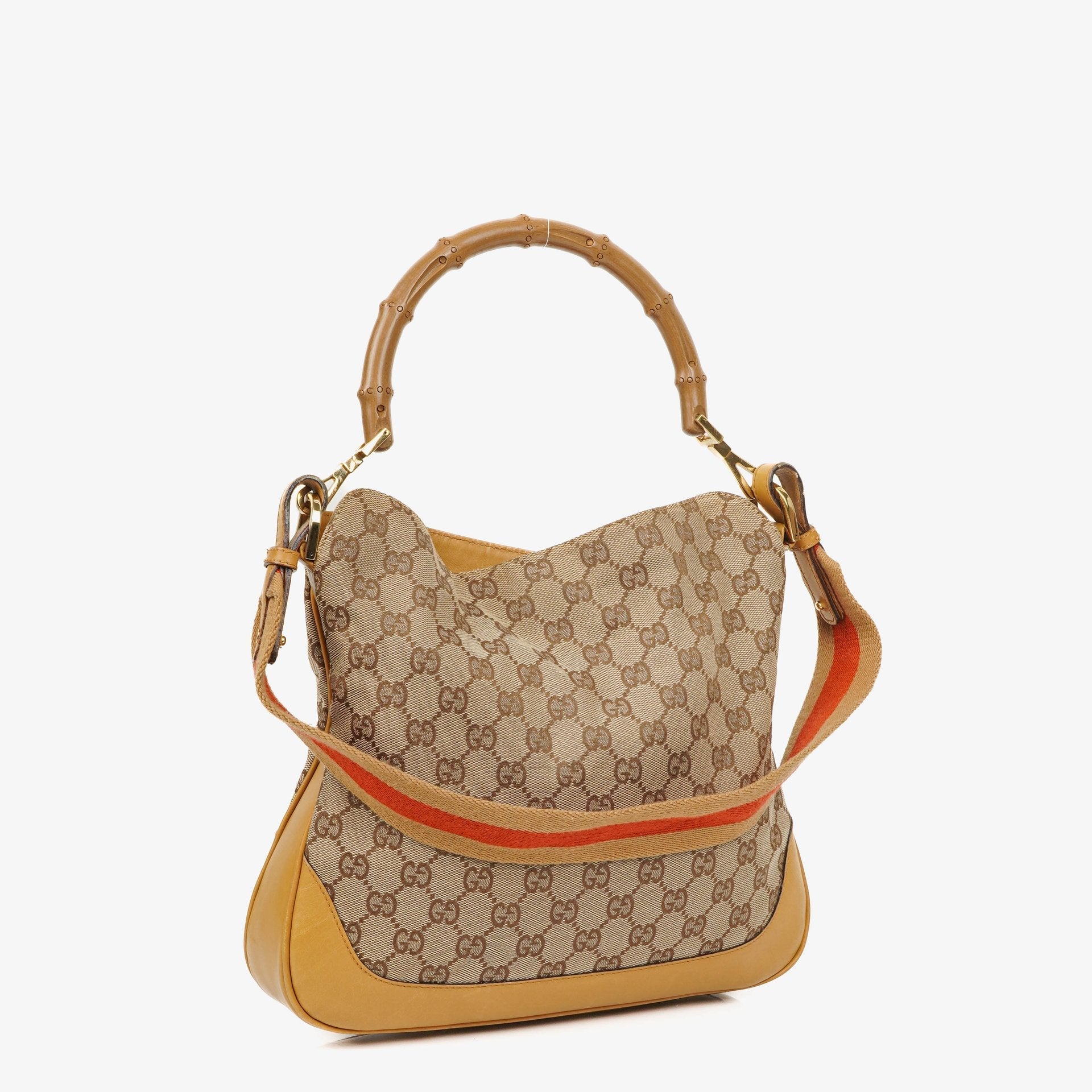Gucci Bamboo Hobo-Tasche mit Top Handle aus GG Canvas und Leder