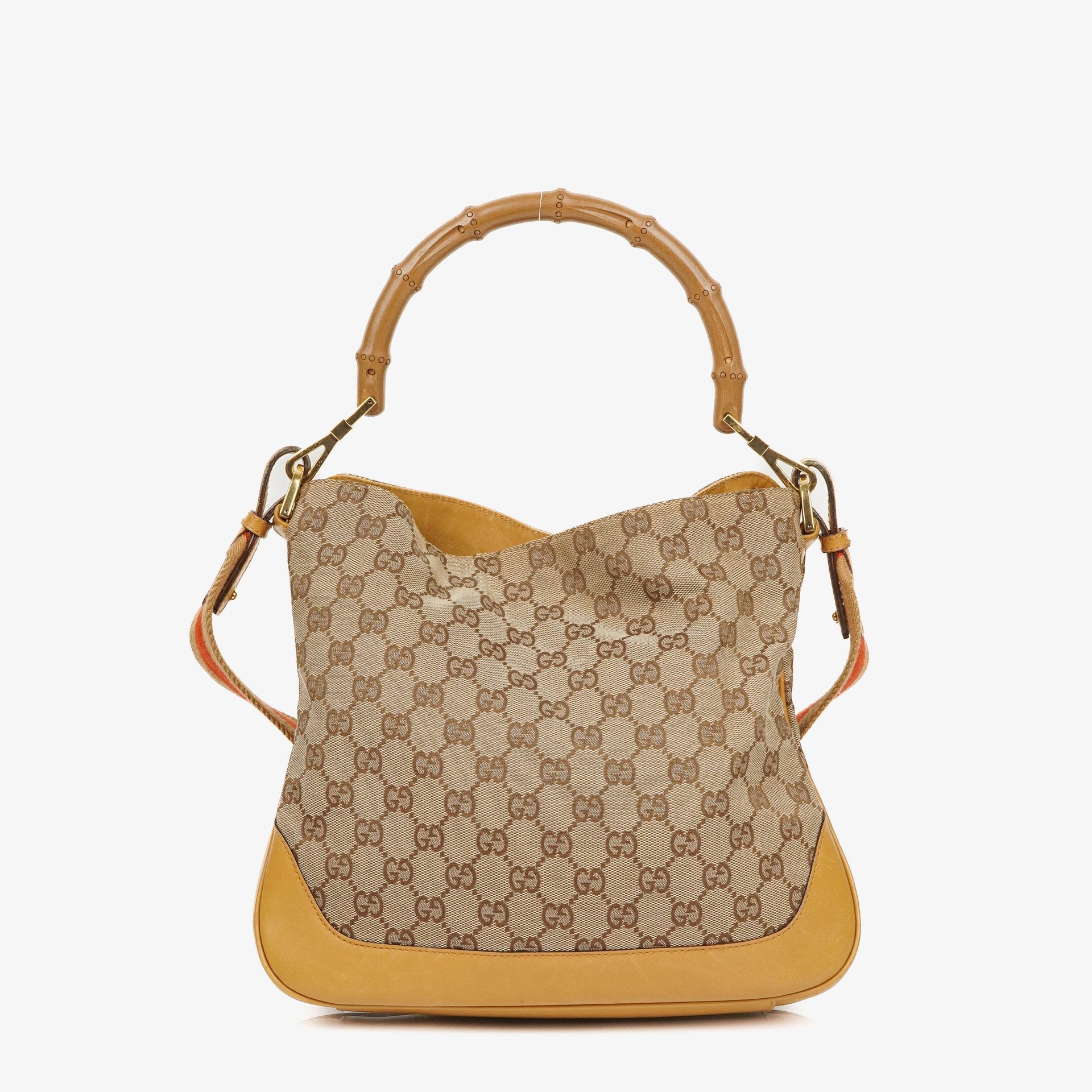 Gucci Bamboo Hobo-Tasche mit Top Handle aus GG Canvas und Leder