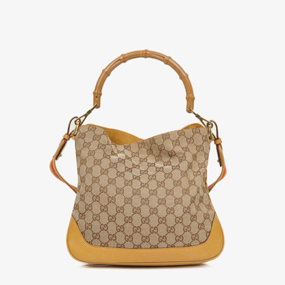 Gucci Bamboo Hobo-Tasche mit Top Handle aus GG Canvas und Leder