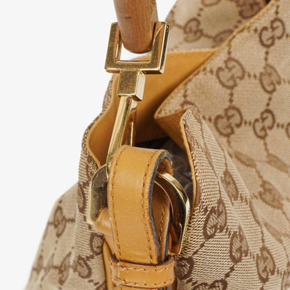 Gucci Bamboo Hobo-Tasche mit Top Handle aus GG Canvas und Leder