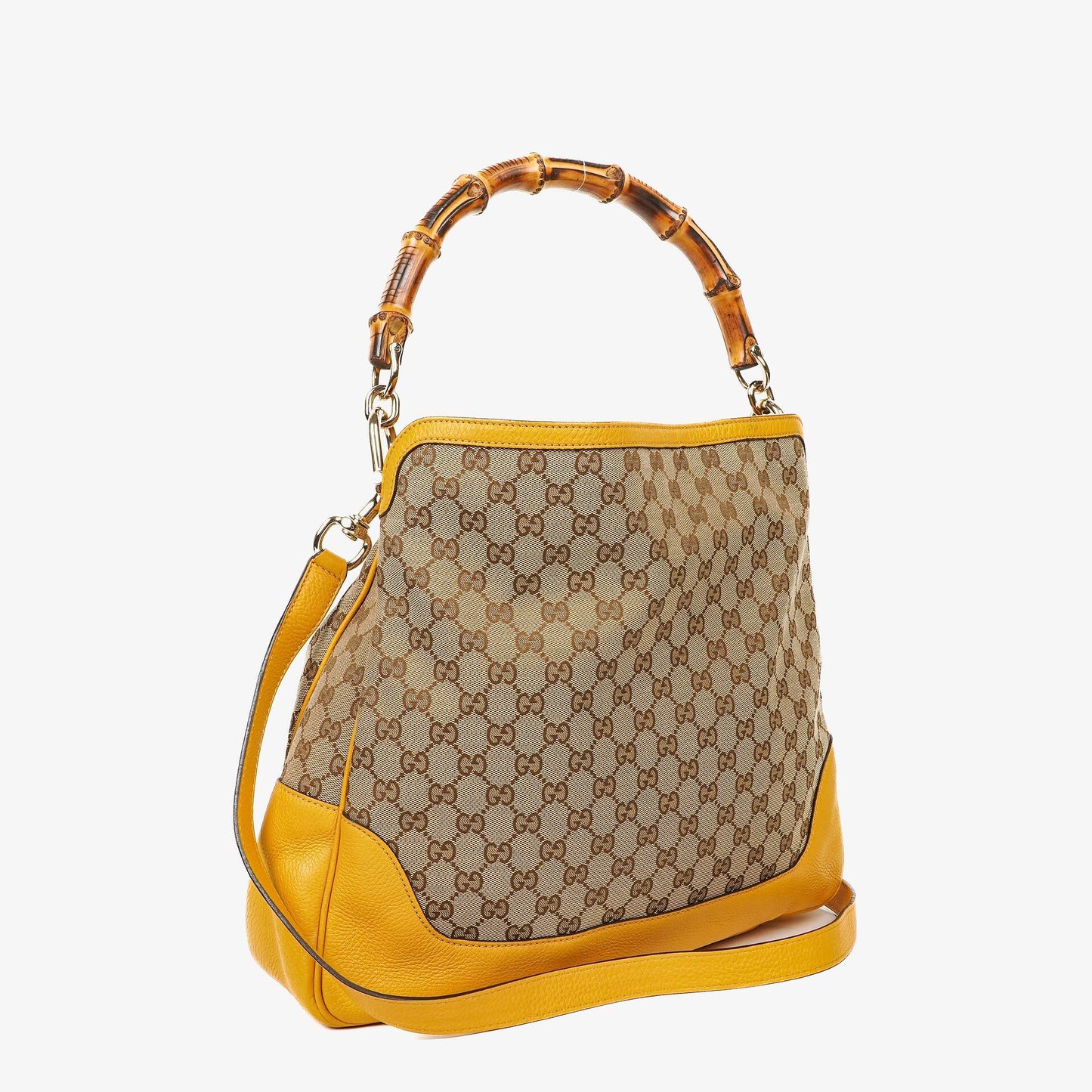 Gucci Bamboo Top Handle Hobo-Tasche aus beigem GG Canvas