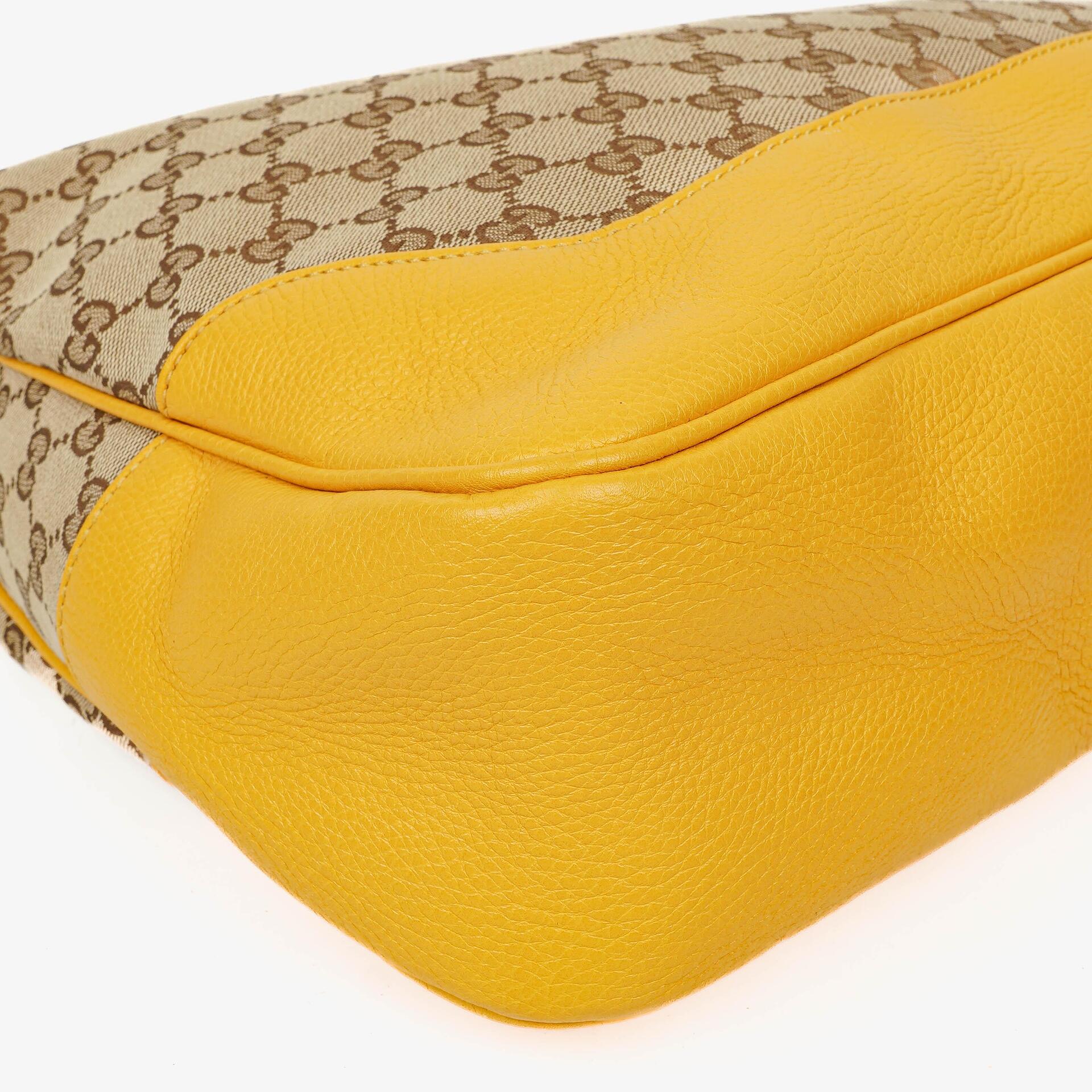 Gucci Bamboo Top Handle Hobo-Tasche aus beigem GG Canvas