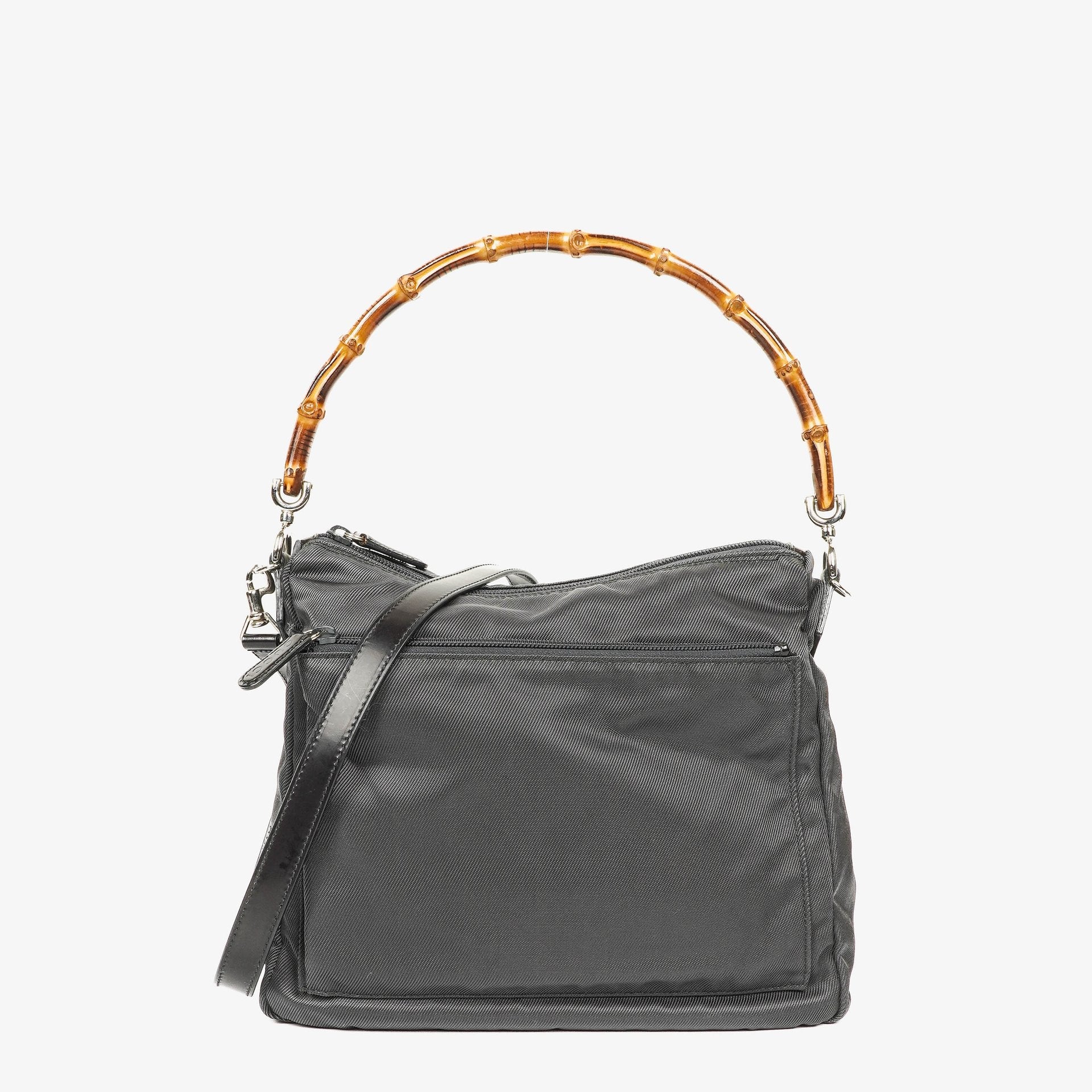 Gucci Bamboo Top Handle Hobo Tasche aus grauem Canvas