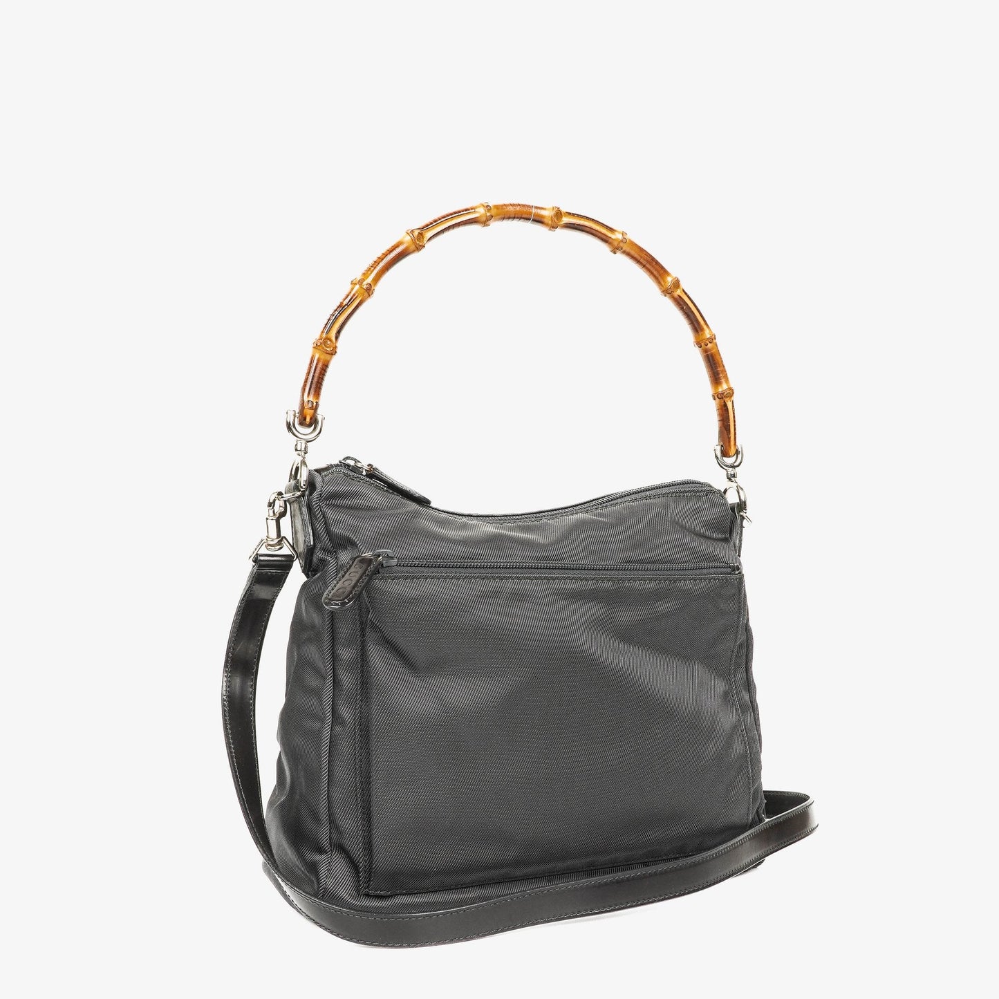 Gucci Bamboo Top Handle Hobo Tasche aus grauem Canvas