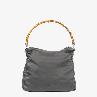 Gucci Bamboo Top Handle Hobo Tasche aus grauem Canvas