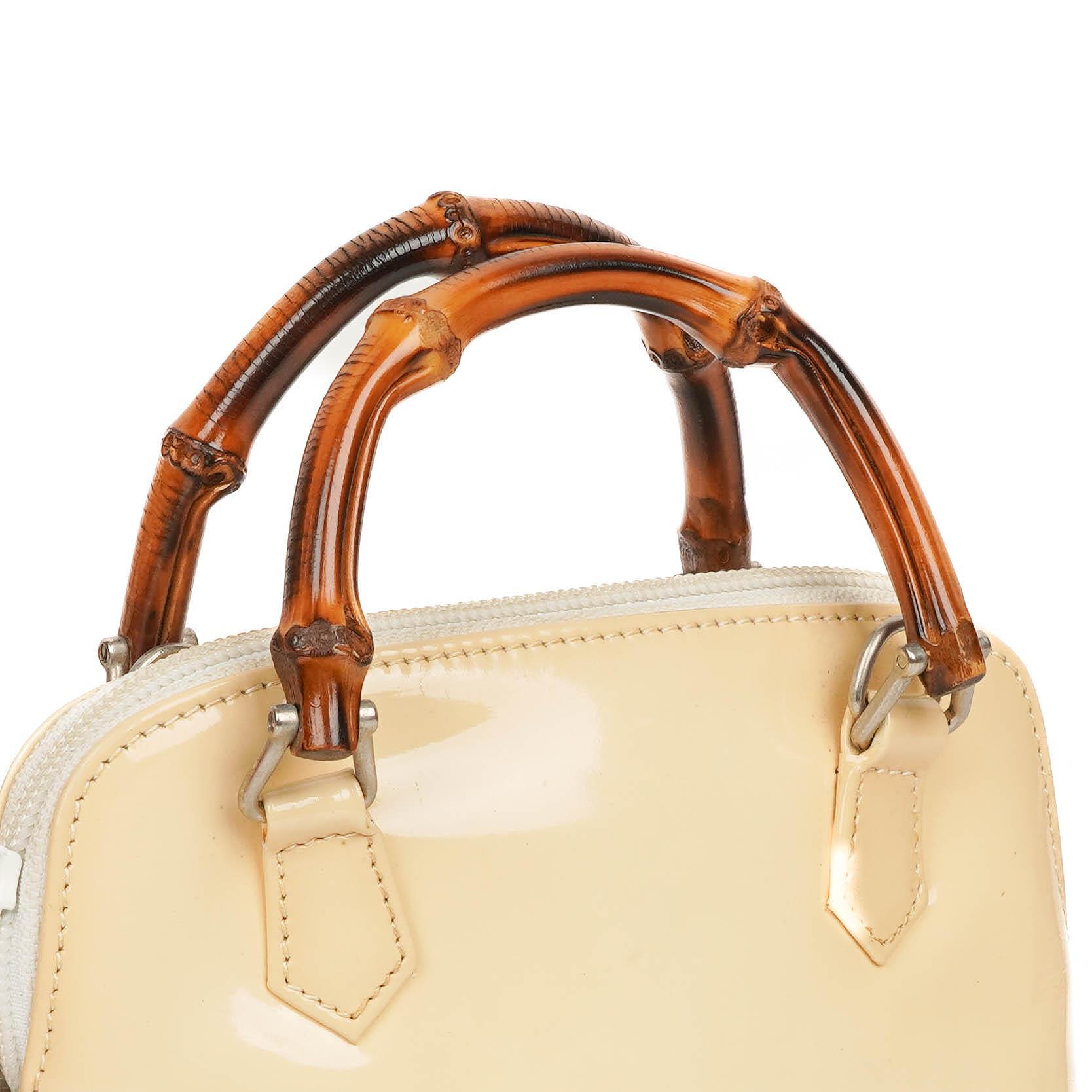 Gucci Bamboo Top Handle Lackleder Handtasche