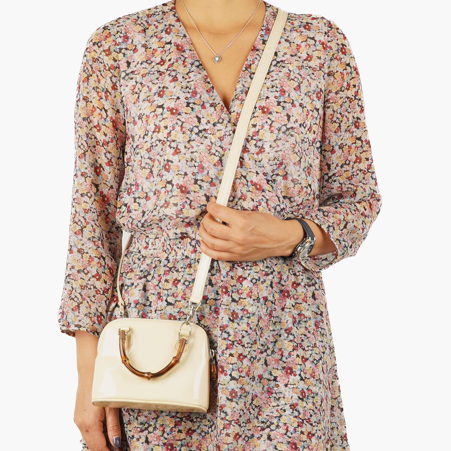 Gucci Bamboo Top Handle Lackleder Handtasche