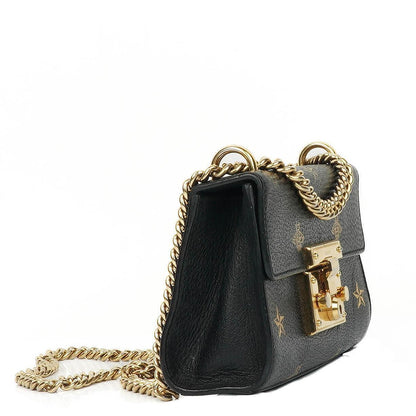 Gucci Bee Star kleine Padlock Schultertasche aus schwarzem genarbtem Kalbsleder