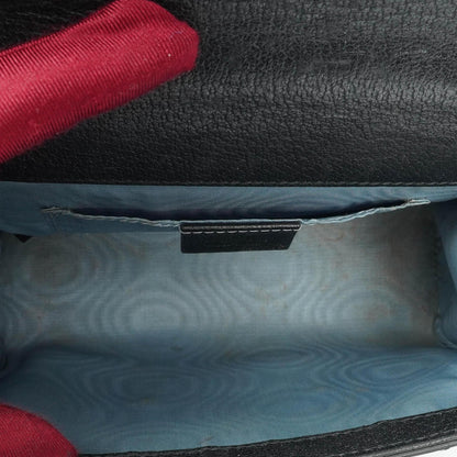 Gucci Bee Star kleine Padlock Schultertasche aus schwarzem genarbtem Kalbsleder