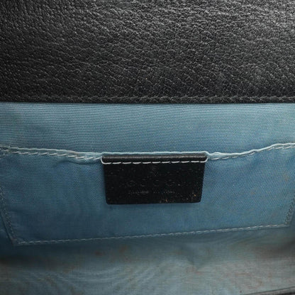 Gucci Bee Star kleine Padlock Schultertasche aus schwarzem genarbtem Kalbsleder