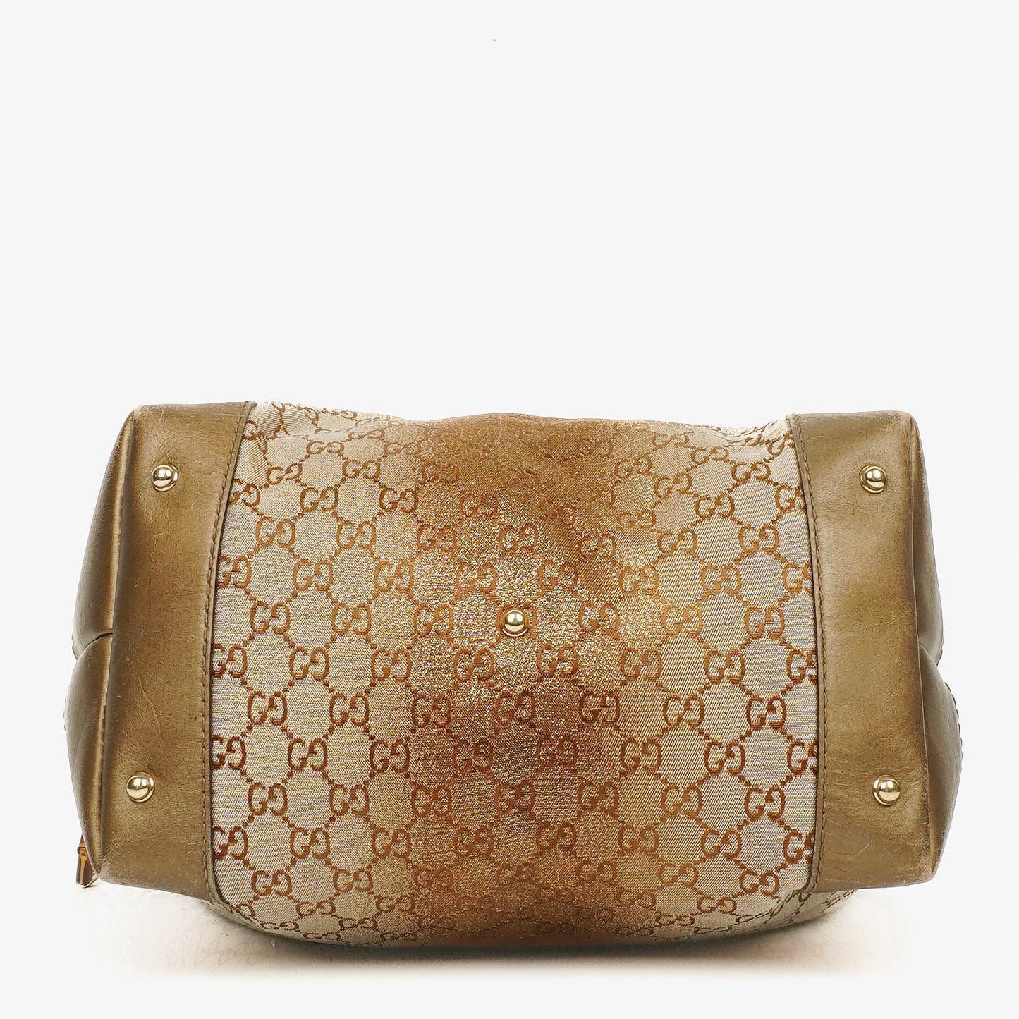 Gucci Heart-Bit Hobo-Tasche aus beigem Metallic Monogram GG Canvas