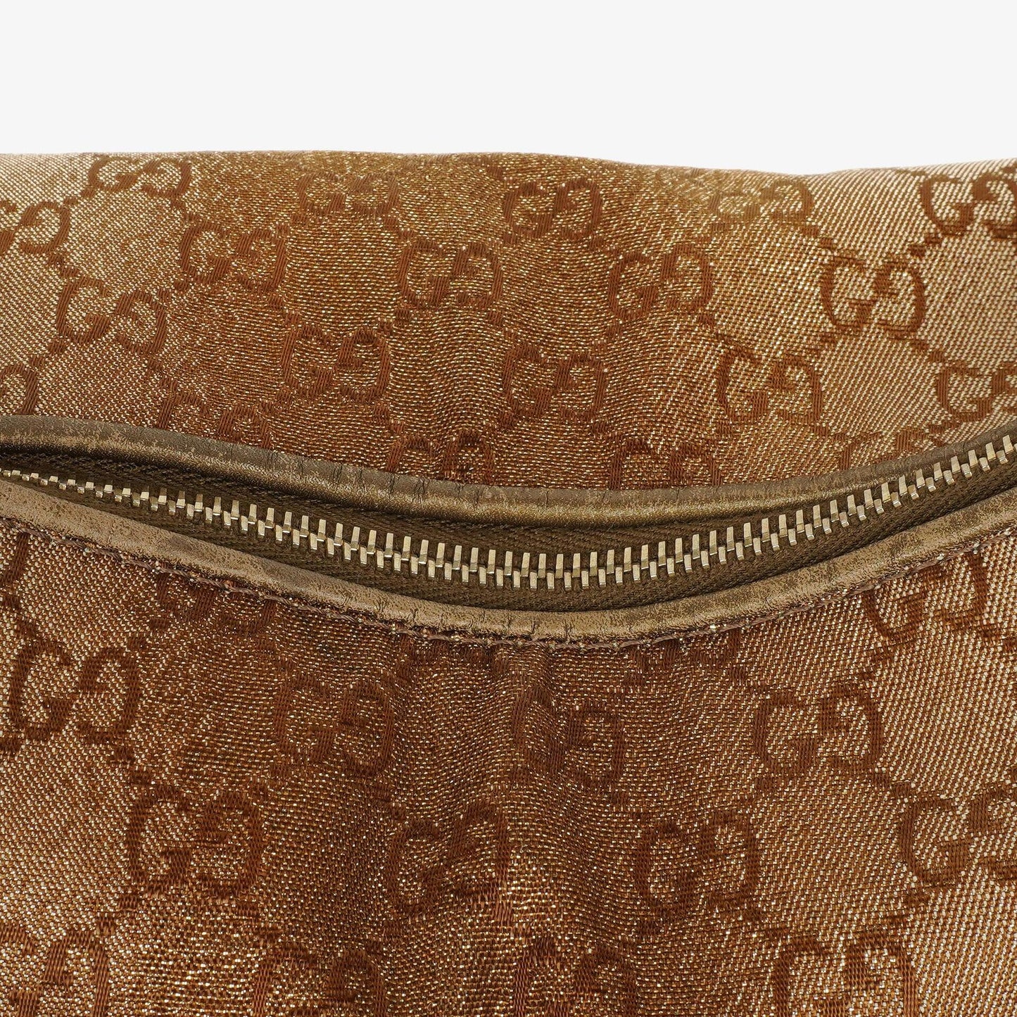 Gucci Heart-Bit Hobo-Tasche aus beigem Metallic Monogram GG Canvas