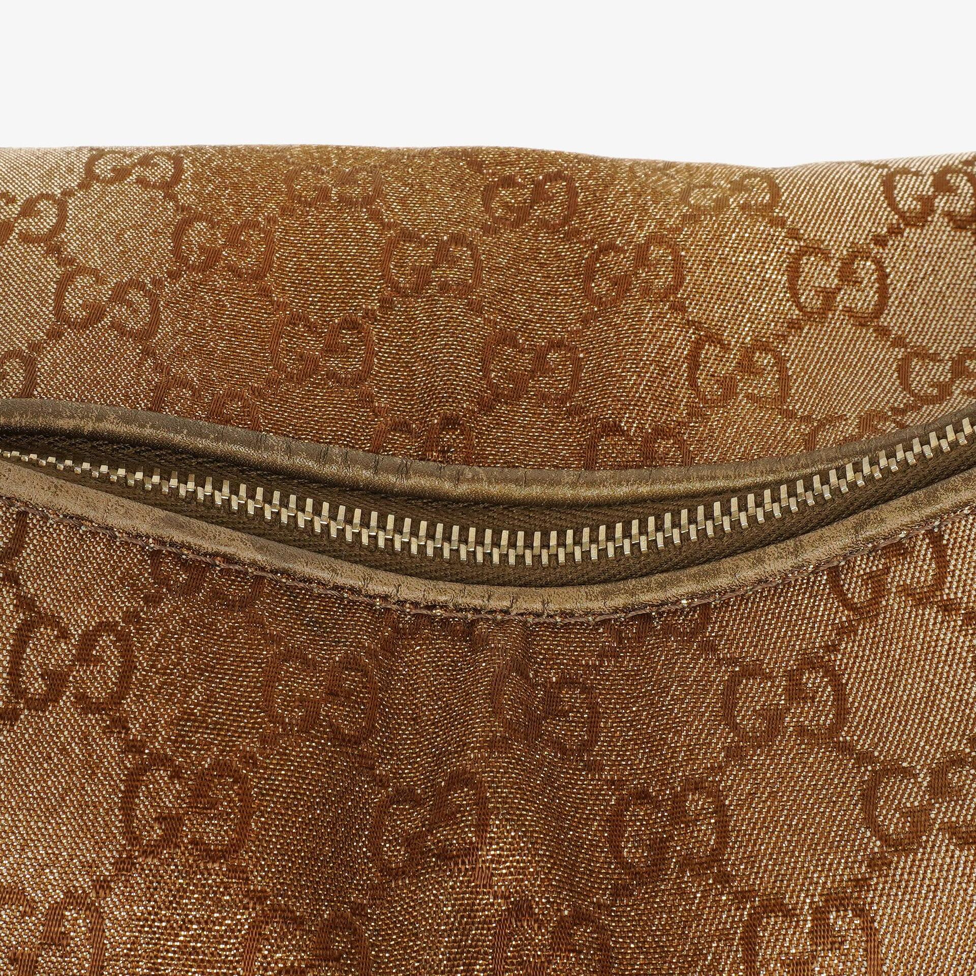 Gucci Heart-Bit Hobo-Tasche aus beigem Metallic Monogram GG Canvas