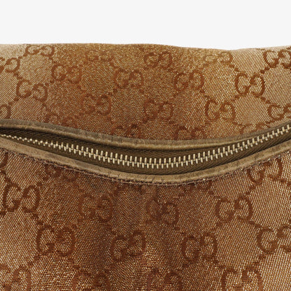 Gucci Heart-Bit Hobo-Tasche aus beigem Metallic Monogram GG Canvas