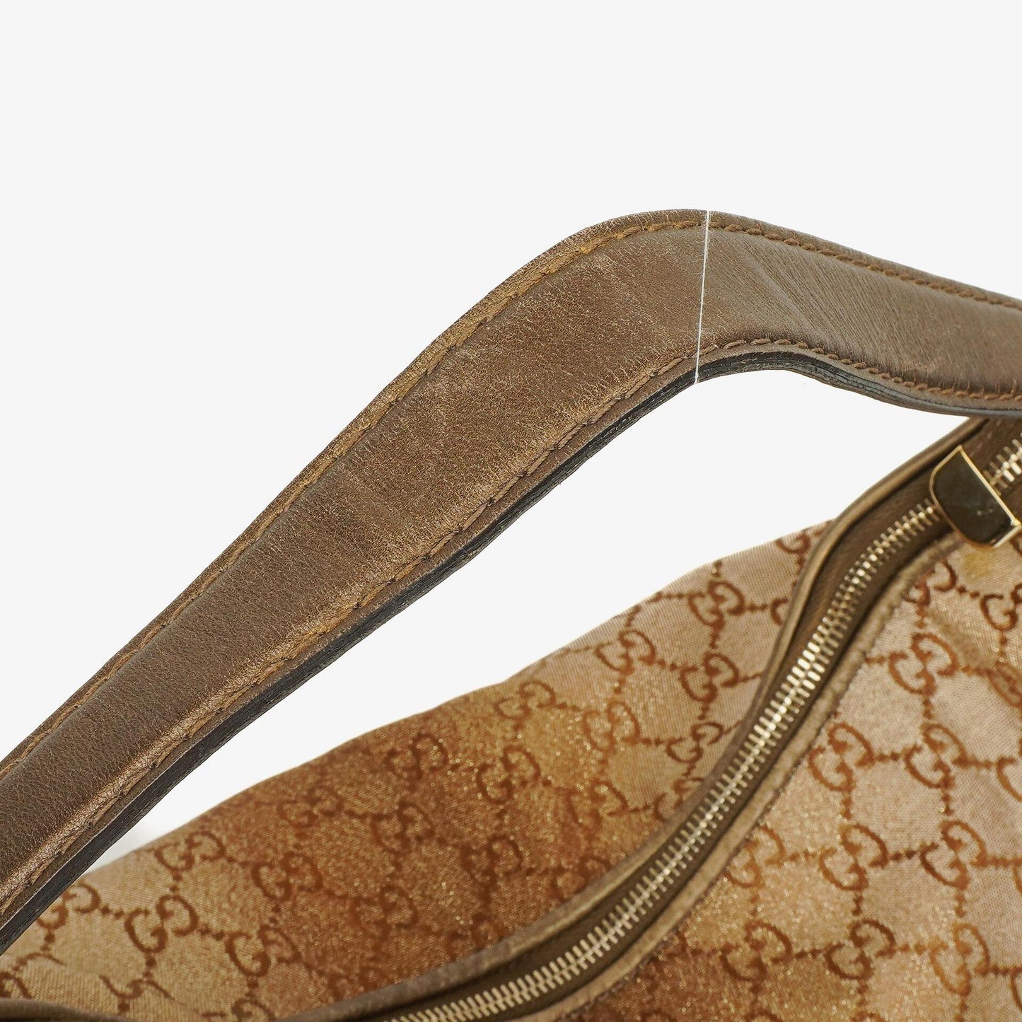 Gucci Heart-Bit Hobo-Tasche aus beigem Metallic Monogram GG Canvas