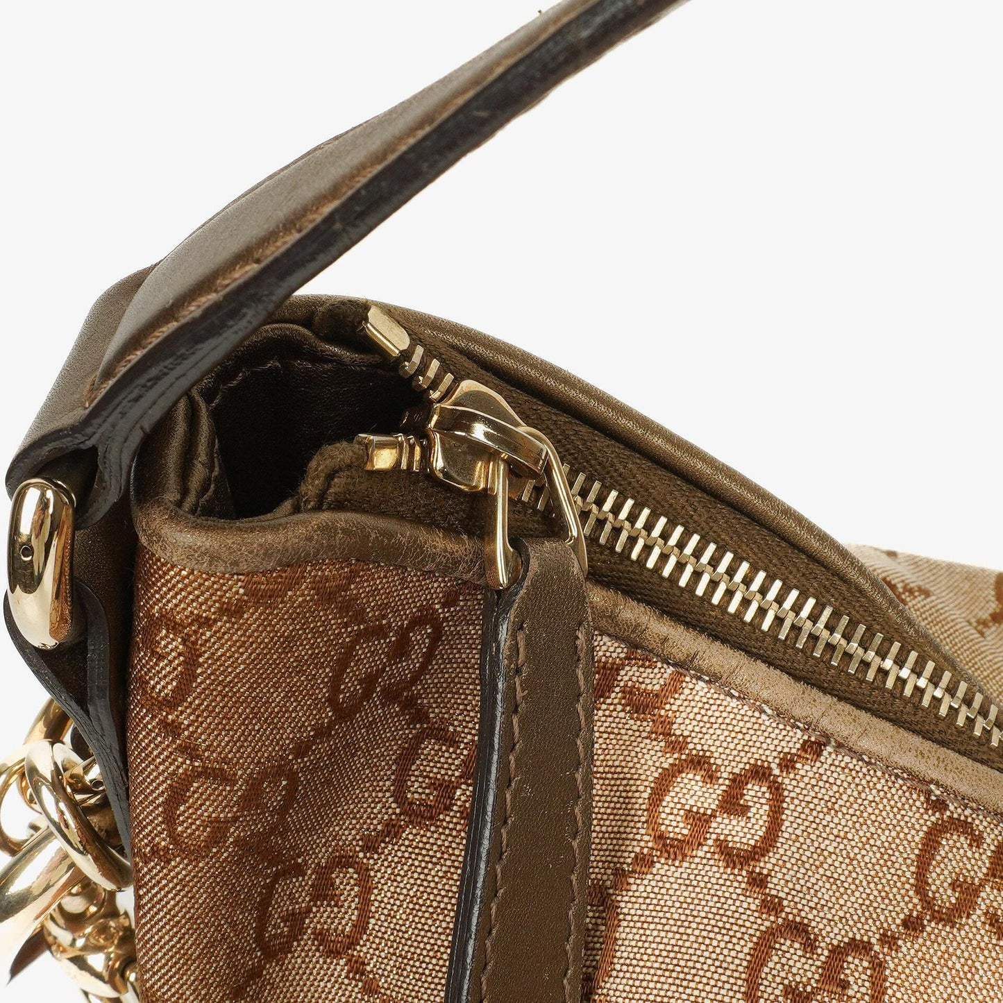 Gucci Heart-Bit Hobo-Tasche aus beigem Metallic Monogram GG Canvas