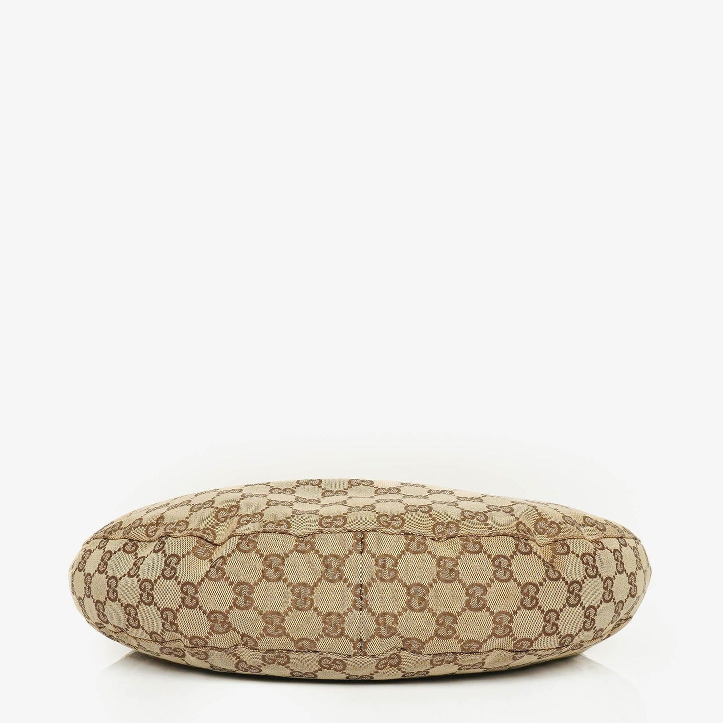 Gucci Hobo-Tasche aus Beige/Ebony GG Canvas mit grün-metallischem Bambus-Ring