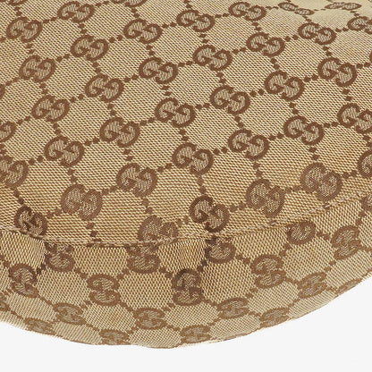 Gucci Hobo-Tasche aus Beige/Ebony GG Canvas mit grün-metallischem Bambus-Ring