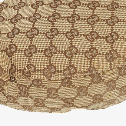 Gucci Hobo-Tasche aus Beige/Ebony GG Canvas mit grün-metallischem Bambus-Ring