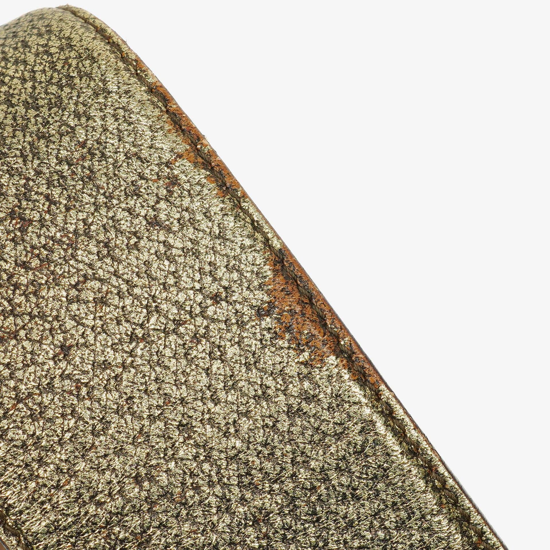 Gucci Hobo-Tasche aus Beige/Ebony GG Canvas mit grün-metallischem Bambus-Ring