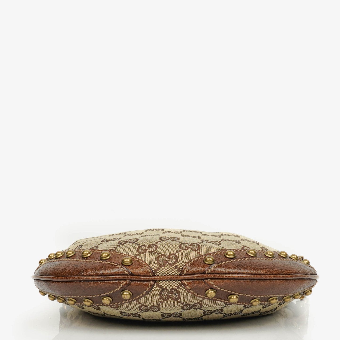 Gucci Pelham Small Schultertasche aus GG Canvas in Beige/Ebony mit Nieten
