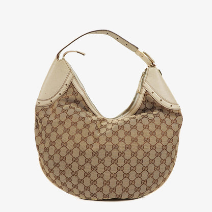 Gucci Hobo Tasche aus beige/ebenholzfarbenem GG Fabric Canvas