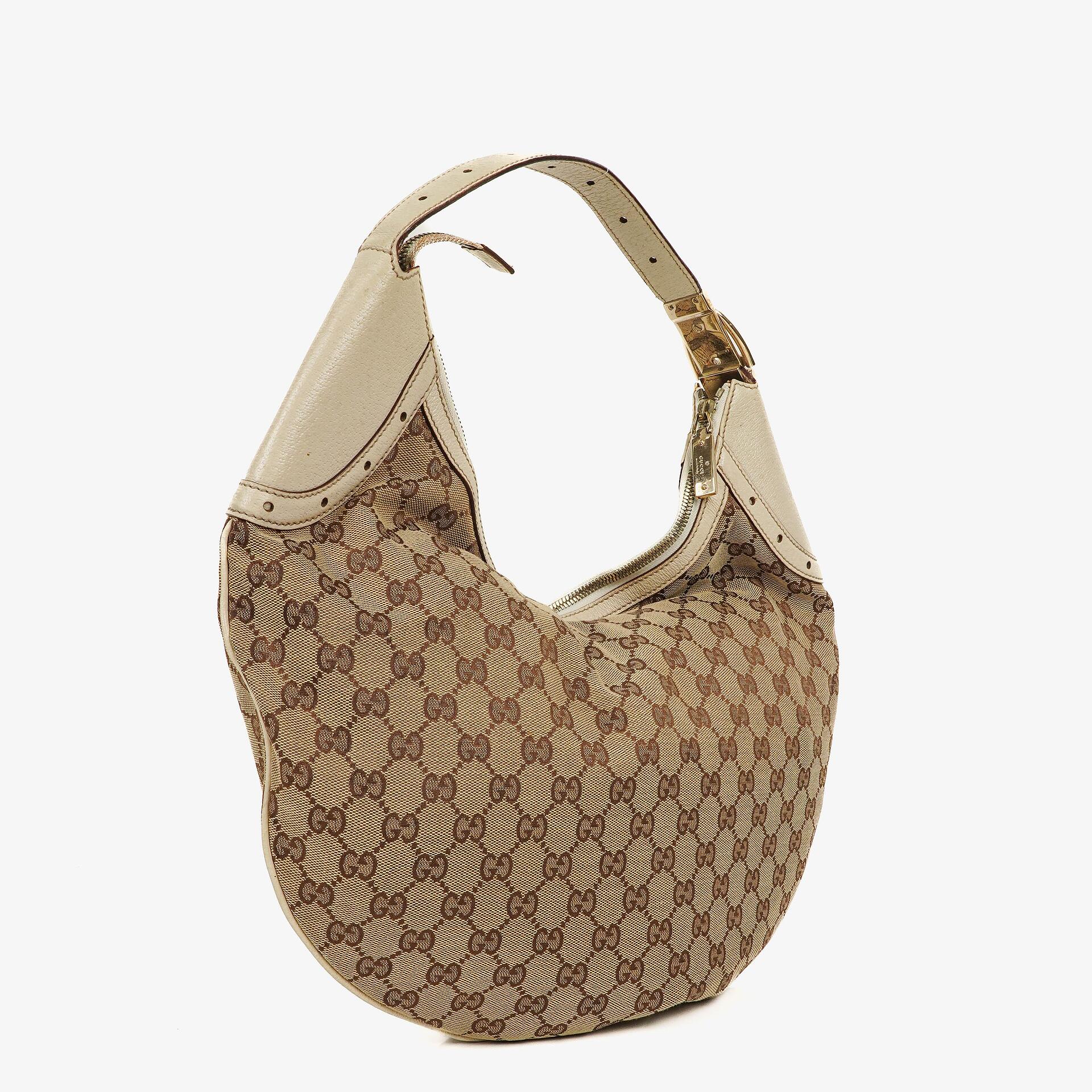 Gucci Hobo Tasche aus beige/ebenholzfarbenem GG Fabric Canvas
