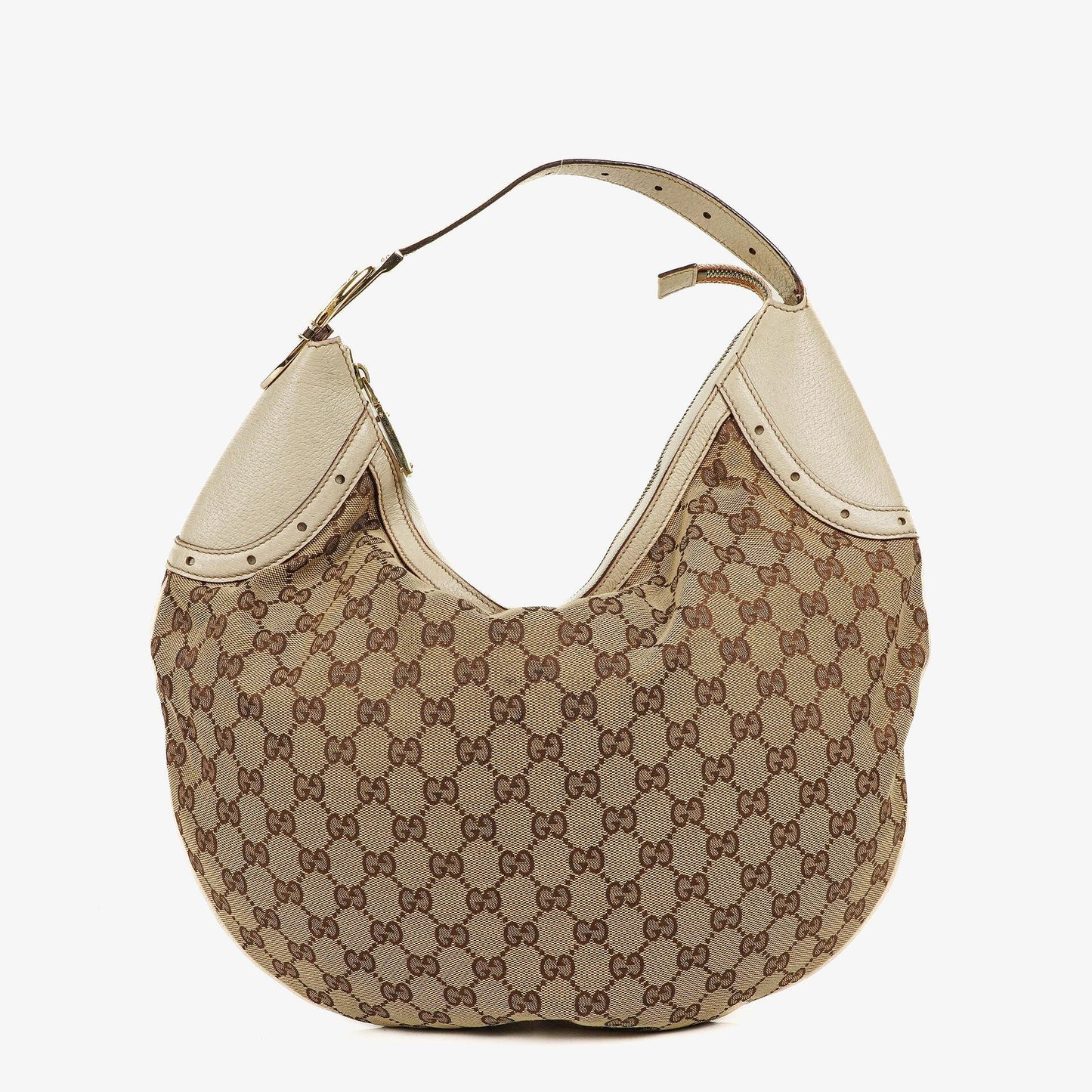 Gucci Hobo Tasche aus beige/ebenholzfarbenem GG Fabric Canvas