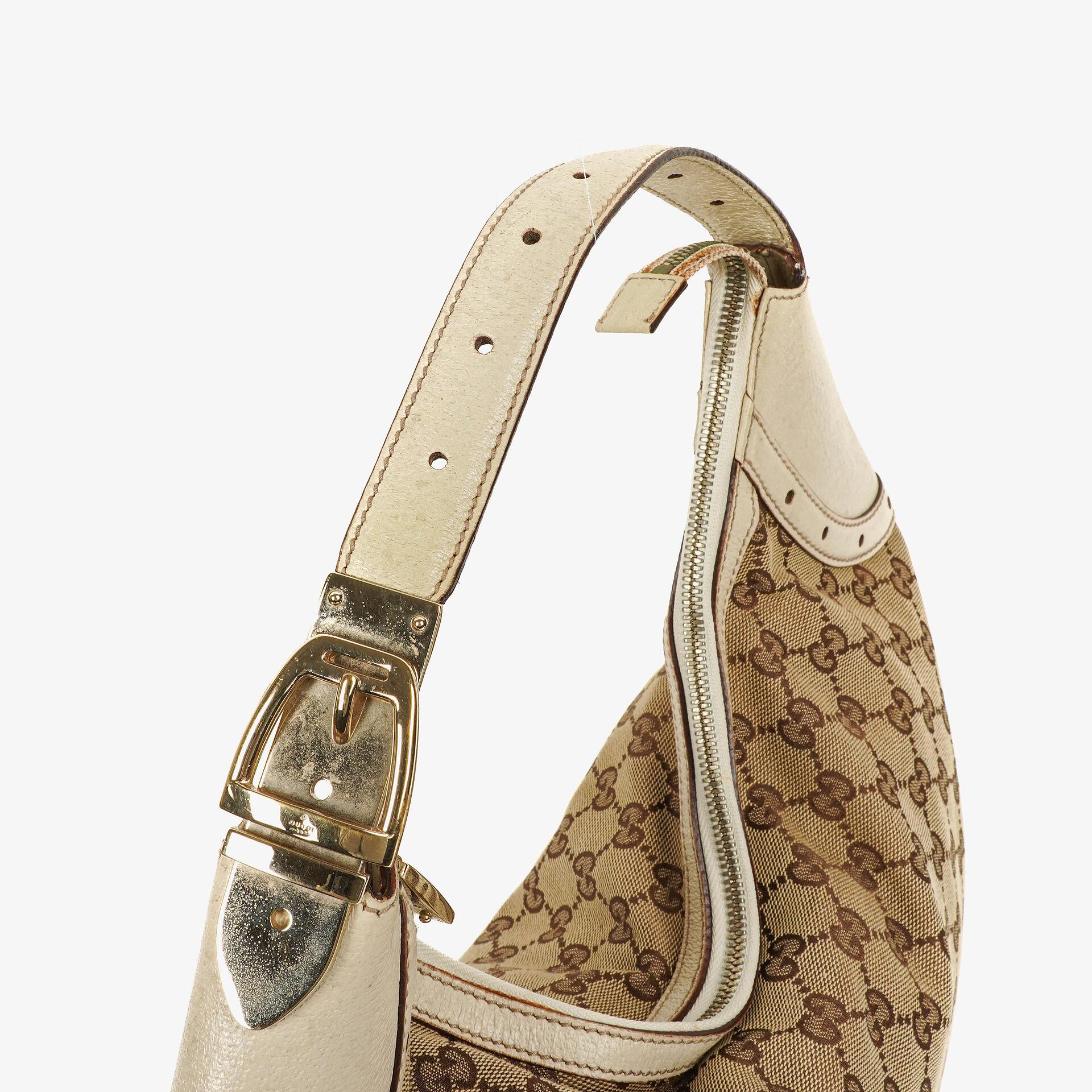 Gucci Hobo Tasche aus beige/ebenholzfarbenem GG Fabric Canvas