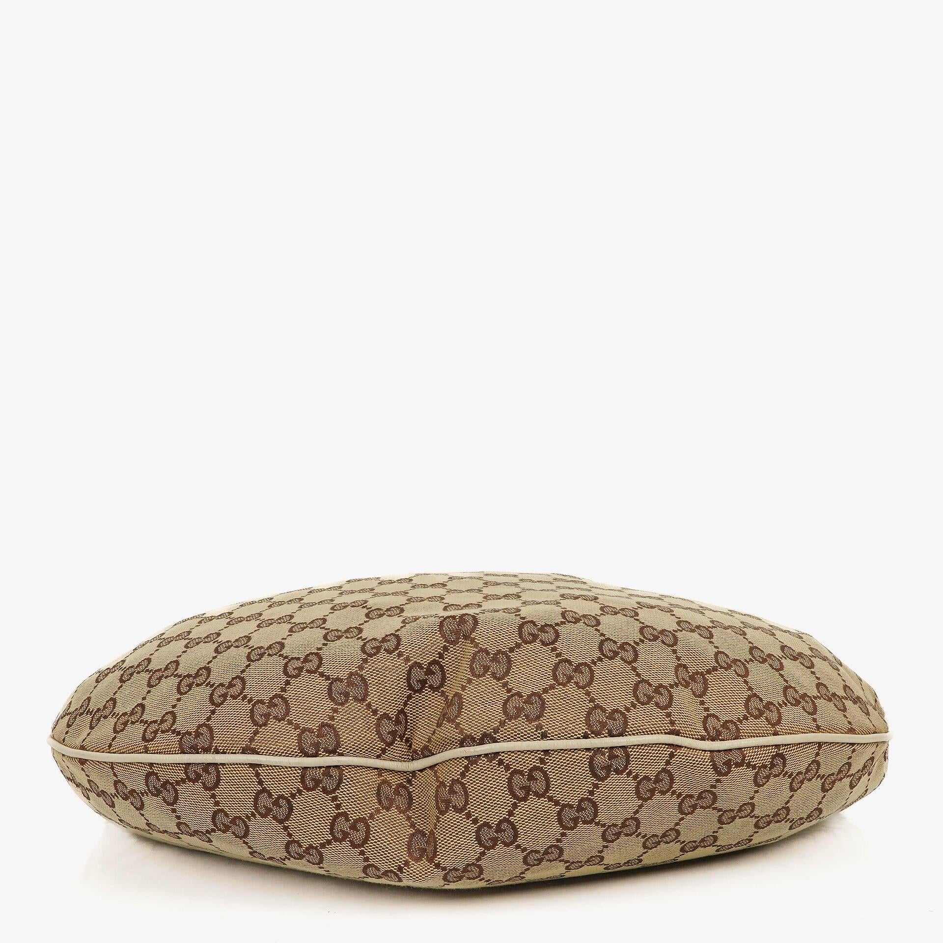 Gucci Hobo Tasche aus beige/ebenholzfarbenem GG Fabric Canvas