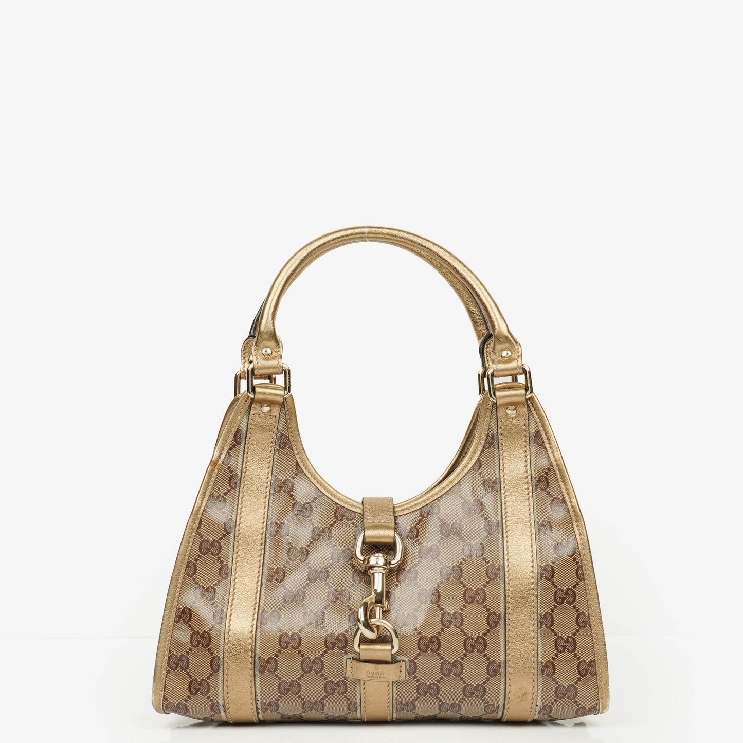 Gucci Joy Schultertasche aus beige/goldfarbenem kristallbeschichtetem Canvas