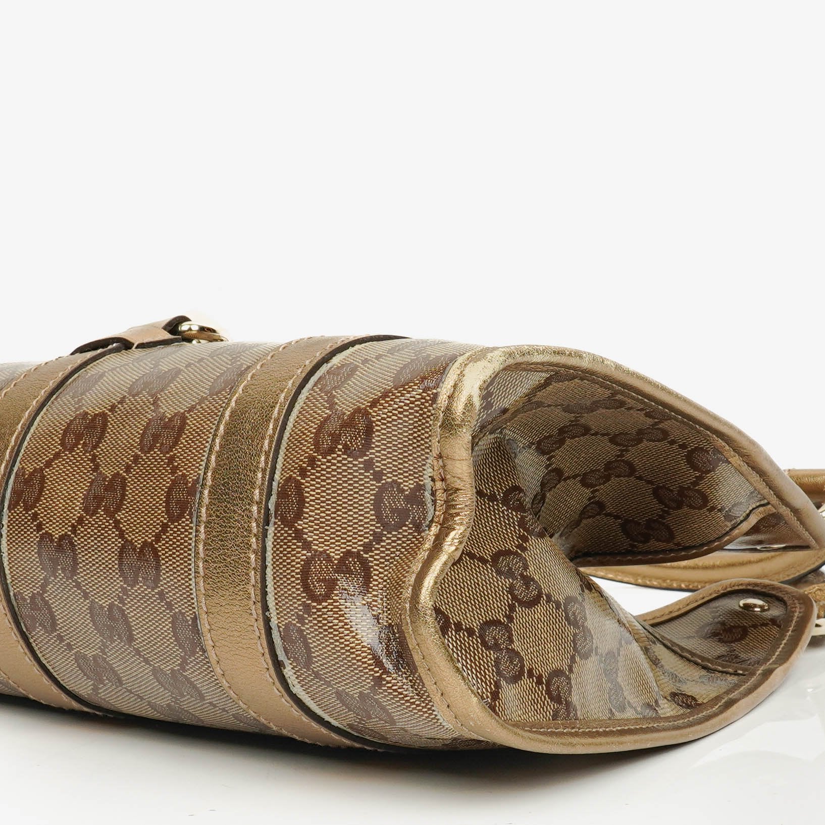 Gucci Joy Schultertasche aus beige/goldfarbenem kristallbeschichtetem Canvas