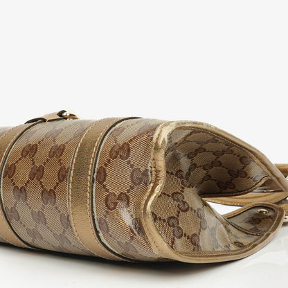 Gucci Joy Schultertasche aus beige/goldfarbenem kristallbeschichtetem Canvas