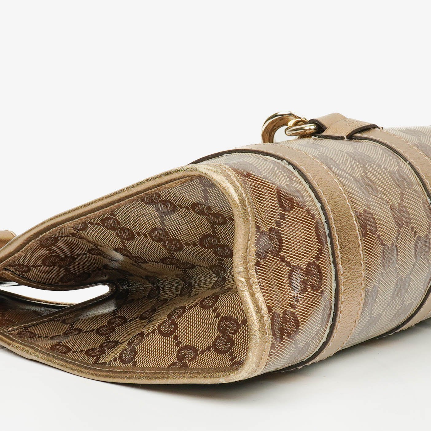 Gucci Joy Schultertasche aus beige/goldfarbenem kristallbeschichtetem Canvas